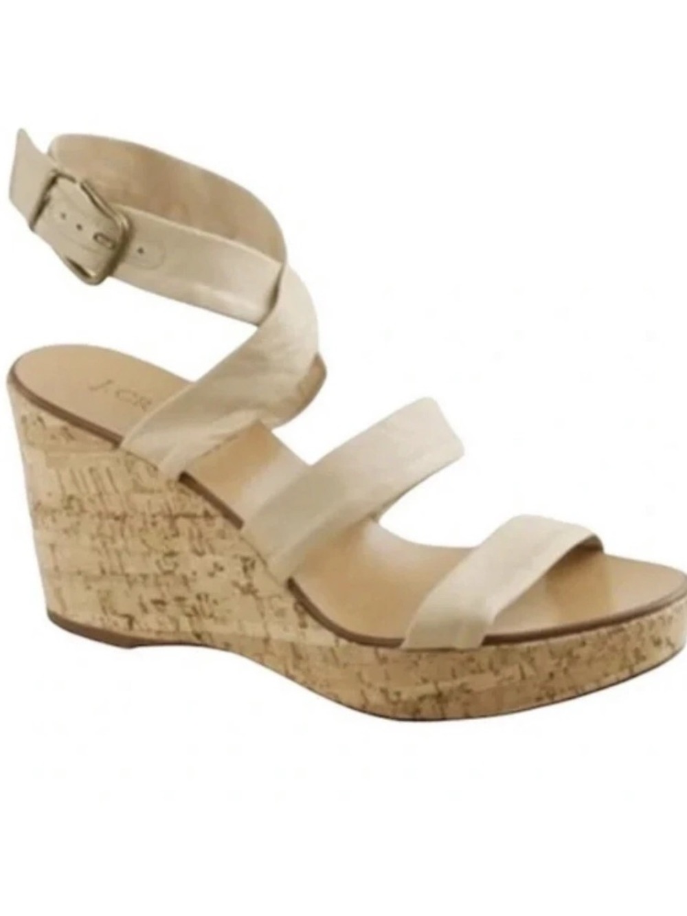 J. Crew Sevigne Nude Italian Washed Leather Wrap Wedge Sandals Women’s 9